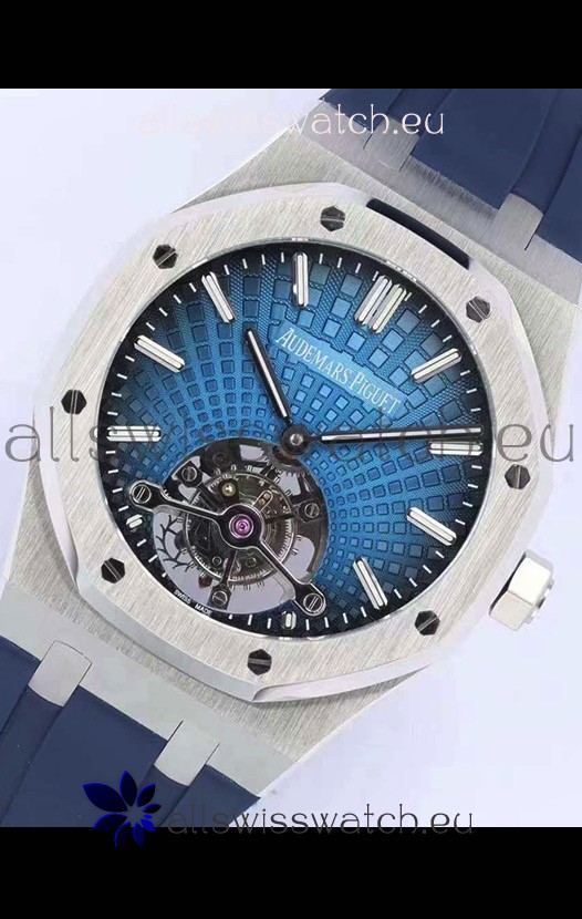 Audemars Piguet Royal Oak Tourbillon 41mm Blue Dial in 904L Steel Case Rubber Strap