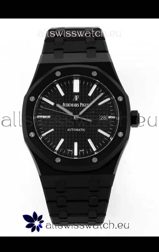 Audemars Piguet Royal Oak PVD Coated Swiss Replica Watch 3120 Swiss Movement - Black Dial 