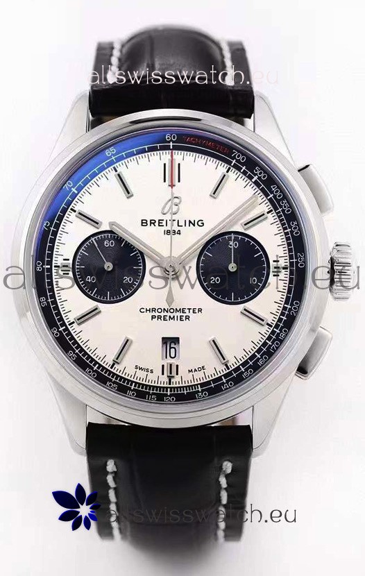 Breitling Premier B01 Chronograph 42 Edition Watch 1:1 Mirror Quality in Steel White Dial 