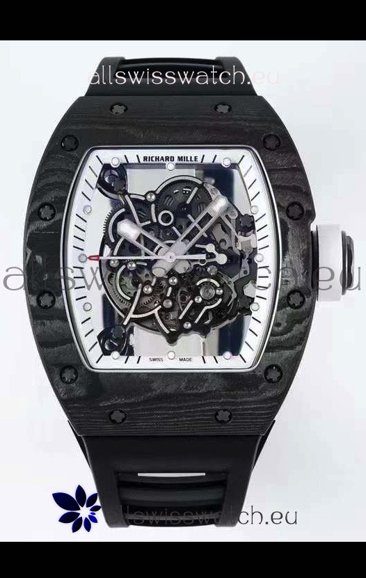 Richard Mille RM055 Forged Carbon Casing 1:1 Mirror Replica Watch in Black Strap 