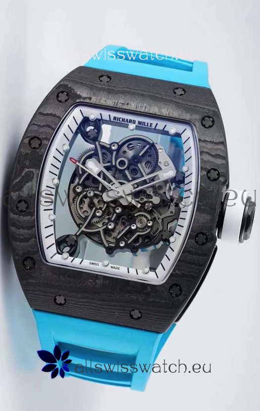 Richard Mille RM055 Forged Carbon Casing 1:1 Mirror Replica Watch in Blue Strap 