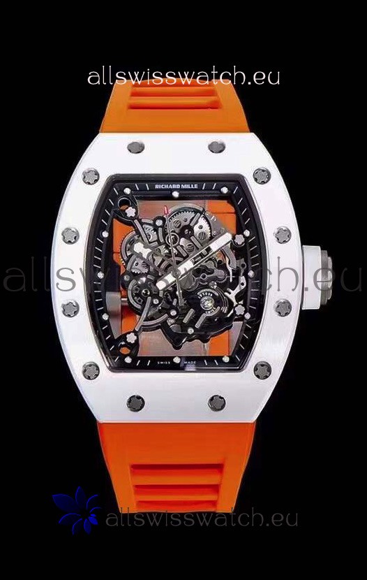 Richard Mille RM055 Ceramic Casing 1:1 Mirror Replica Watch in Orange Strap 
