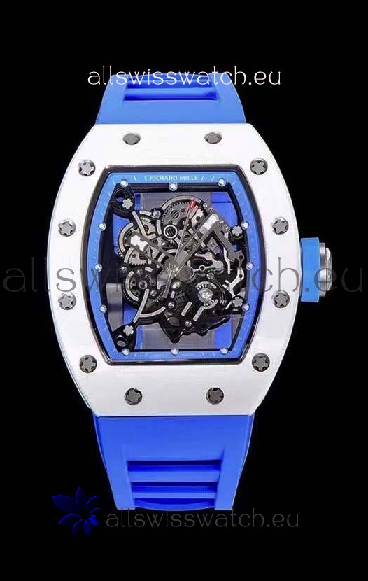 Richard Mille RM055 Ceramic Casing 1:1 Mirror Replica Watch in Blue Strap 
