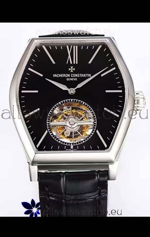 Vacheron Constantin Malte Tourbillon 1:1 Mirror Stainless Steel Swiss Replica Black Dial 