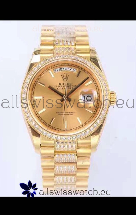 Rolex Day Date Presidential 18K Yellow Gold Watch 36MM - Gold Dial 1:1 Mirror Quality Watch
