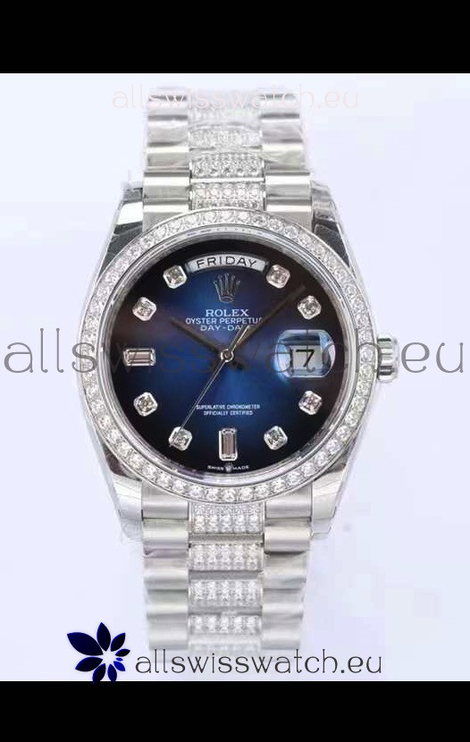 Rolex Day Date Presidential 904L Steel 36MM - Blue Dial 1:1 Mirror Quality Watch