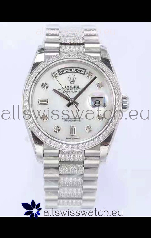 Rolex Day Date Presidential 904L Steel 36MM - White Pearl Dial 1:1 Mirror Quality Watch
