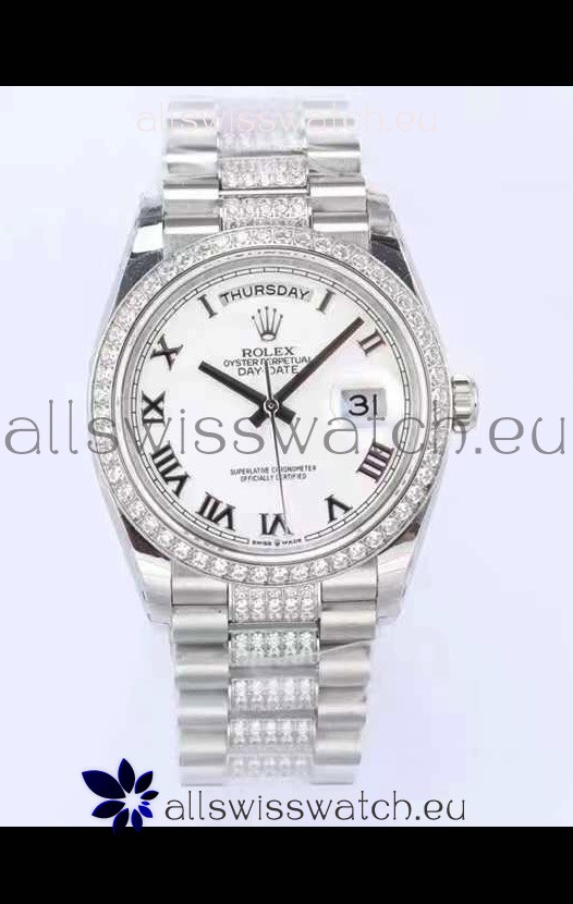 Rolex Day Date Presidential 904L Steel 36MM - White Roman Dial 1:1 Mirror Quality Watch