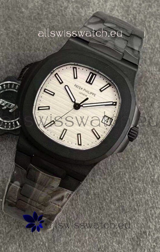 Patek Philippe Nautilus 5711 Black Venom PVD Swiss Replica Watch in White Dial 