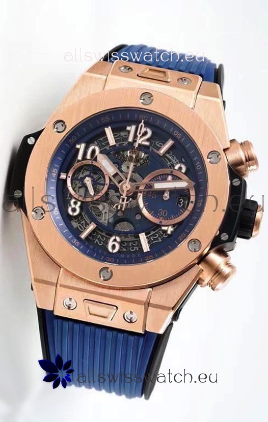 Hublot Big Bang Unico Rose Gold Blue 1:1 Mirror Edition Swiss Replica Watch