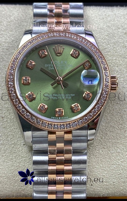Rolex Datejust 278383 31MM Swiss Replica in 904L Steel in Green Dial - 1:1 Mirror Replica