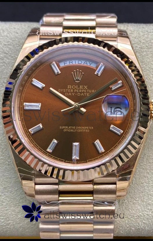 Rolex Day Date 40MM 228235 Rose Gold in Brown Dial 1:1 Mirror Replica Watch