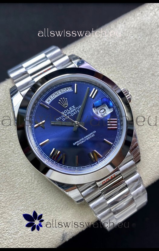 Rolex Day Date M228206-0015 904L Steel 40MM - Blue Dial 1:1 Mirror Replica