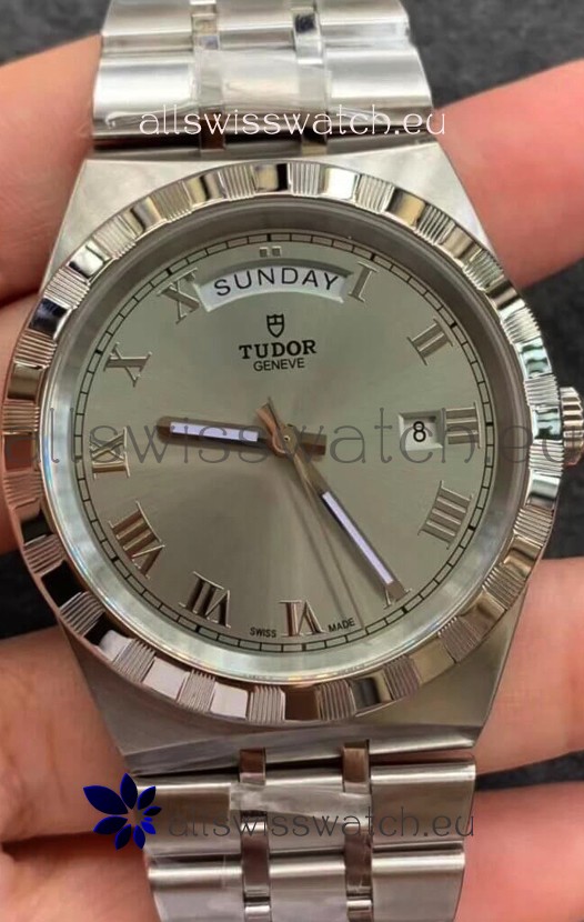 Tudor Royal Edition Watch - 1:1 Mirror Replica in Steel Casing - Grey Roman Dial