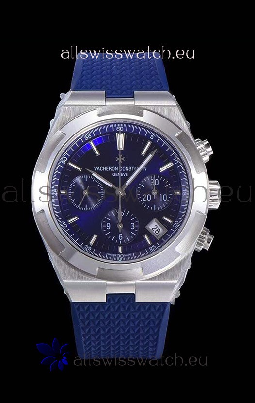 Vacheron Constantin Overseas Chronograph Blue Dial Swiss Replica Watch - Rubber Strap