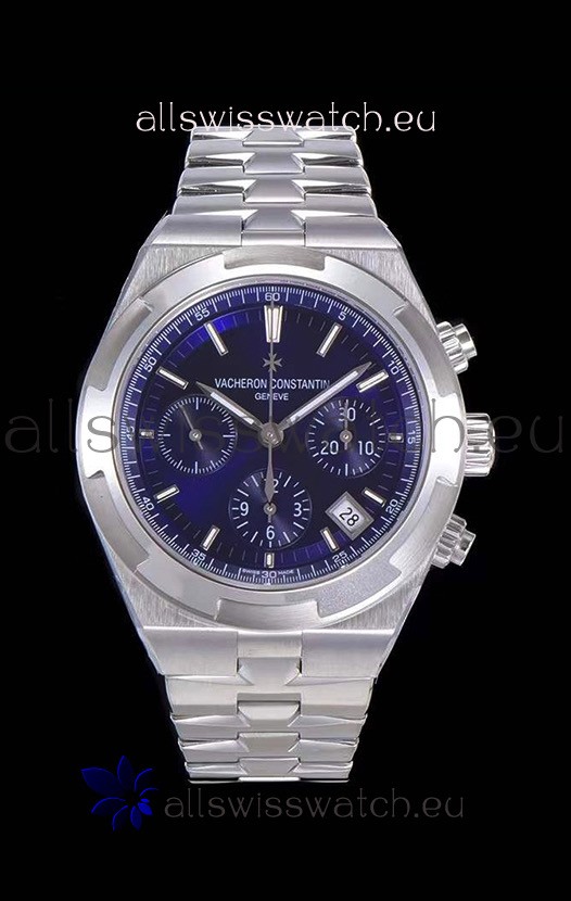 Vacheron Constantin Overseas Chronograph Blue Dial Swiss Replica Watch - Stainless Steel Strap