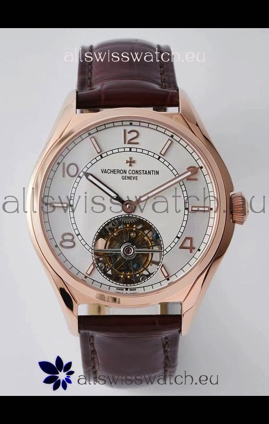 Vacheron Constantin Fiftysix Tourbillon Rose Gold Steel 1:1 Mriror Replica White Dial