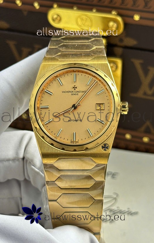 Vacheron Constantin Historiques 222 Super Clone 37MM Yellow Gold Watch in Gold Dial 