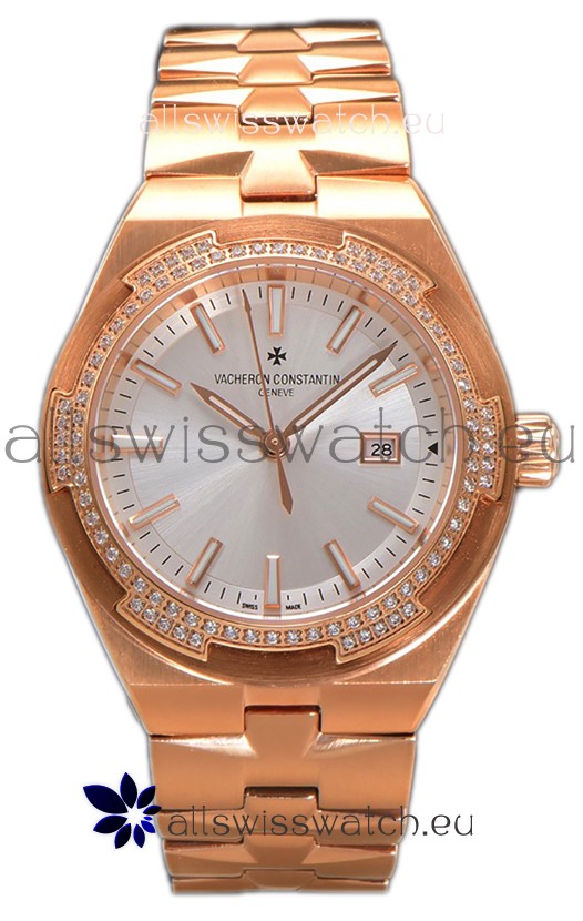 Vacheron Constantin Overseas Rose Gold Steel Dial 35MM Swiss Replica Watch 