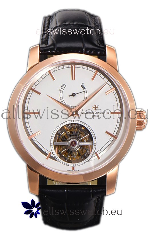 Vacheron Constantin Traditionelle 14-Day Tourbillon White Dial Rose Gold 1:1 Mirror Replica Watch 