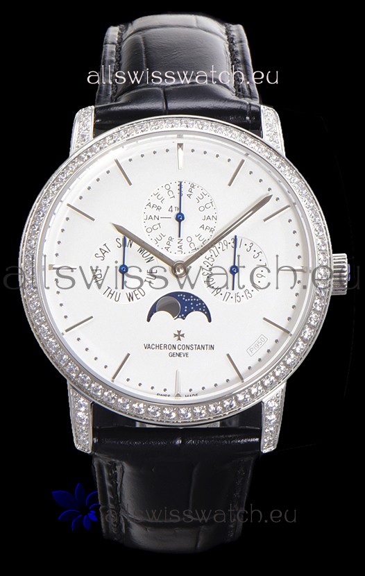 Vacheron Constantin Patrimony Perpetual Calendar Ultra-Thin White Gold White Dial Swiss Replica