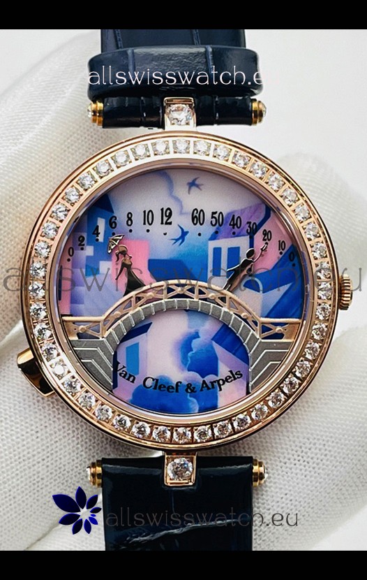 Van Cleef & Arpels Lady Arpels Pont des Amoureux in Rose Gold Dark Blue Strap