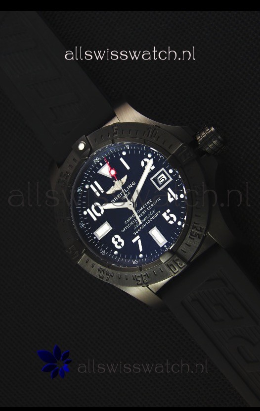 Breitling Avenger Blacksteel DLC Coated Swiss Replica Watch in Black Dial