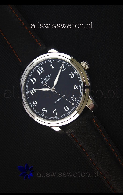 Glashuette Senator Excellence Black Dial Steel Case Swiss Replica Watch