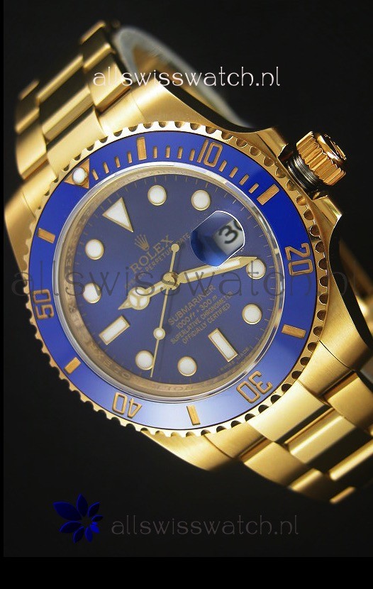 Rolex Submariner 16618 Gold Ceramic Bezel Replica 1:1 Watch with Swiss 3135 Movement