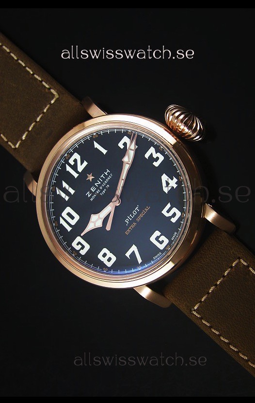 Zenith Pilot Type 20 Extra Special Edition Rose Gold Swiss 1:1 Mirror Replica Watch 