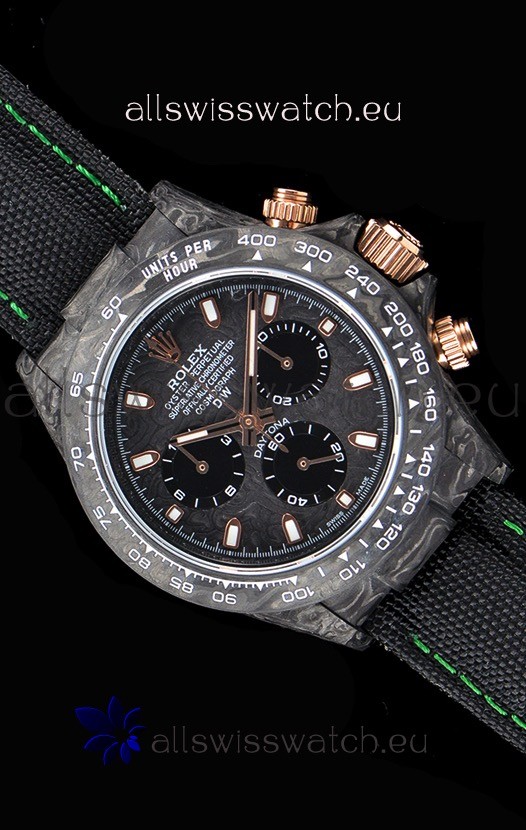 Rolex Daytona DiW Forged Cabon Casing 1:1 Mirror Replica with Nylon Strap 