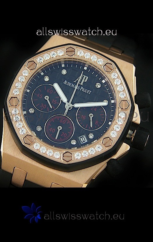Audemars Piguet Royal Oak Offshore Lady Alinghi Swiss Watch in Black Checkered Dial