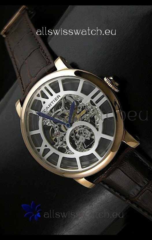 Cartier Ronde de Japanese Replica Watch in Skelton Grey Dial
