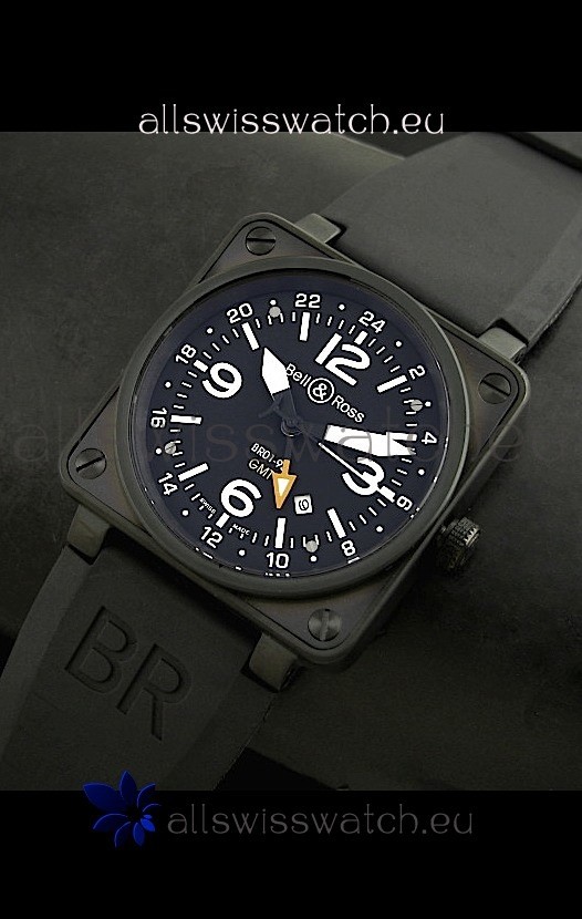 Bell and Ross BR01-93 GMT Japanese Replica Watch in PVD Case