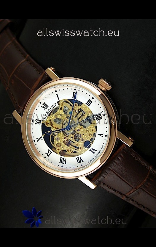Breguet Classique Japanese Automatic Watch in Gold Skeleton Dial - Roman Hour Numerals