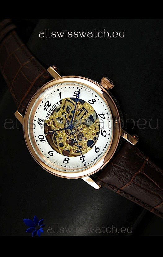 Breguet Classique Japanese Automatic Watch in Gold Skeleton Dial - Arabic Hour Numerals