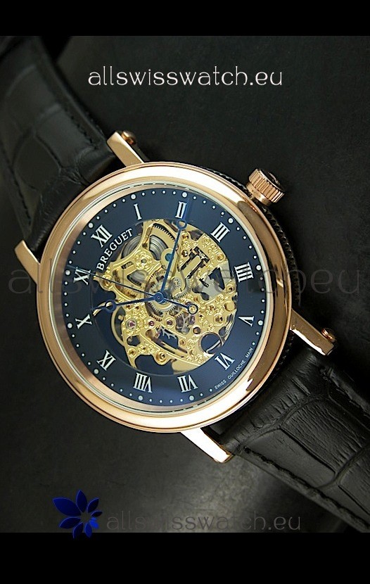 Breguet Classique Japanese Automatic Watch in Gold Skeleton Dial - Arabic Hour Numerals