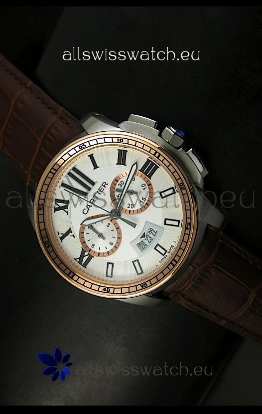Calibre De Cartier Chronograph Japanese Replica Watch in Two Tone