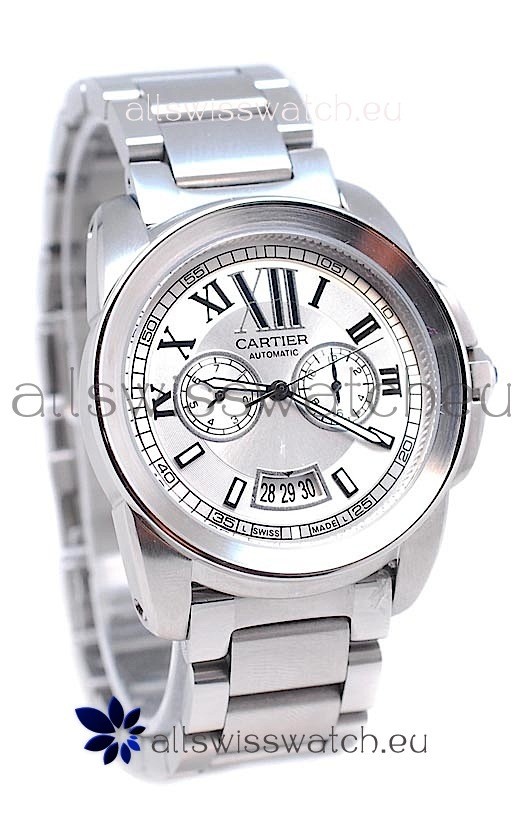 Calibre De Cartier Japanese Automatic Watch in White Dial