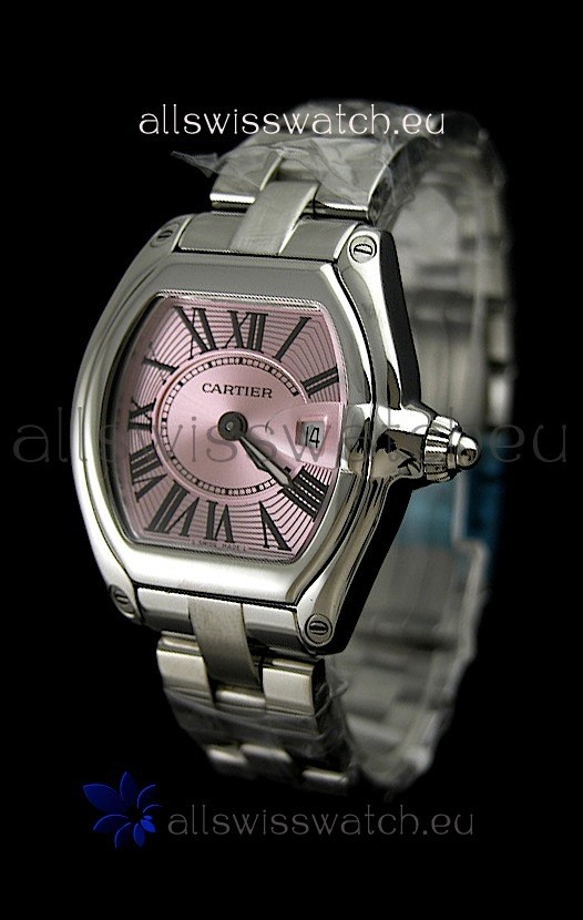 Cartier Roadster Ladies Watch - 1:1 Mirror Replica Watch in Pink Dial