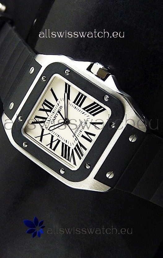 Cartier Santos Swiss Replica Watch in White Dial