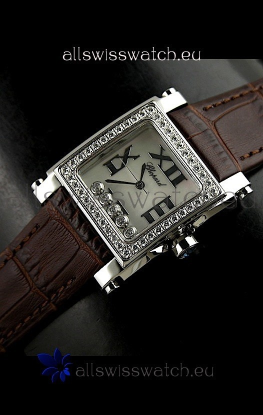 Chopard Happy Sport Swiss Replica Watch in Brown Strap
