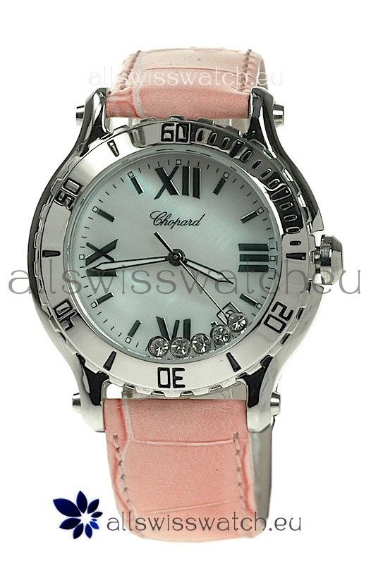 Chopard Happy Sport Diamonds Edition Replica Watch in Pink Strap