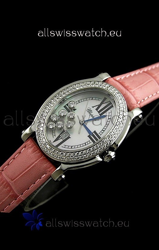 Chopard Happy Sport Swiss Replica Watch in Pink Strap