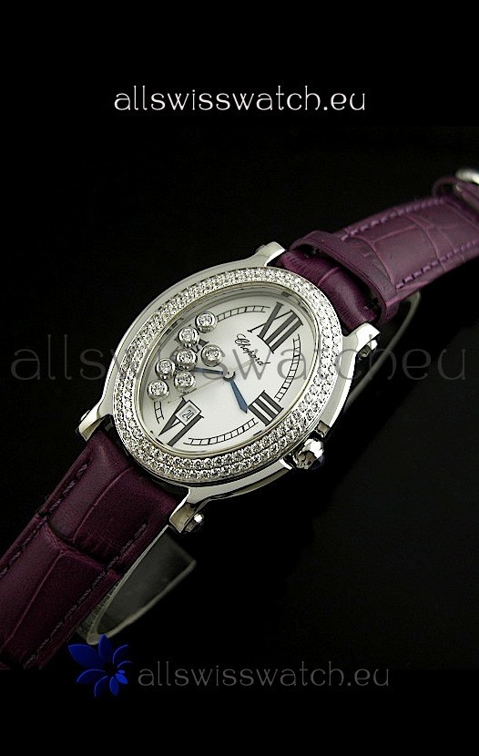 Chopard Happy Sport Swiss Replica Watch in Purple Strap