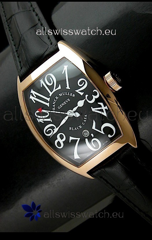 Franck Muller Geneve Casablanca Japanese Rose Gold Watch in Black Dial