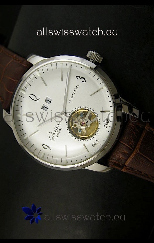 Glashuette Tourbillon Japanese Replica Watch in White Dial