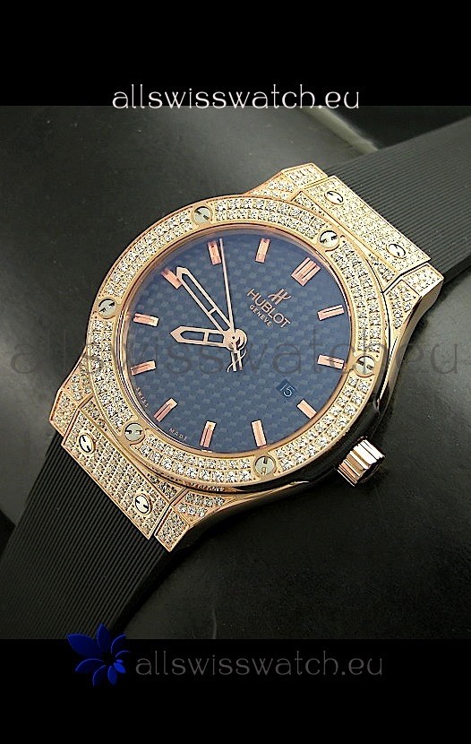Hublot Big Bang Classic Fusion Swiss Watch in Diamonds Embedded Case