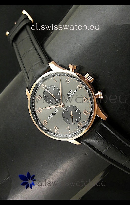 IWC Portuguese Chronograph Swiss Watch in Pink Gold Casing