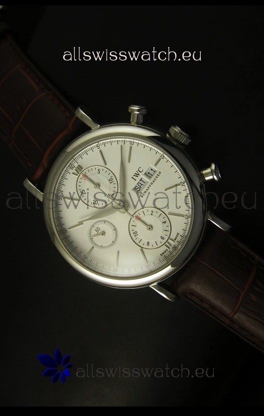 IWC Portofino Chronograph Swiss Watch in Steel Case White Dial